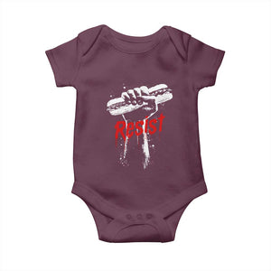 Resist with Sandwich Power Baby Onesie Funny Food Rebellion Political Satire TS02 Maroon Print Your Wear