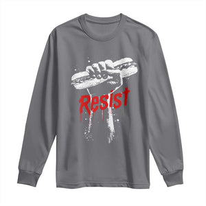 Resist with Sandwich Power Long Sleeve Shirt Funny Food Rebellion Political Satire TS02 Charcoal Print Your Wear