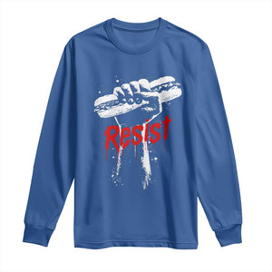 Resist with Sandwich Power Long Sleeve Shirt Funny Food Rebellion Political Satire TS02 Royal Blue Print Your Wear