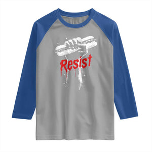 Resist with Sandwich Power Raglan Shirt Funny Food Rebellion Political Satire TS02 Sport Gray Royal Print Your Wear