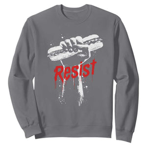 Resist with Sandwich Power Sweatshirt Funny Food Rebellion Political Satire TS02 Charcoal Print Your Wear