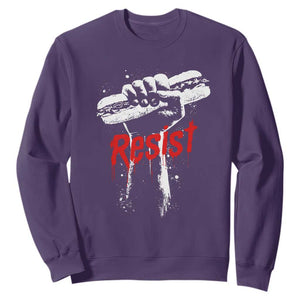 Resist with Sandwich Power Sweatshirt Funny Food Rebellion Political Satire TS02 Purple Print Your Wear