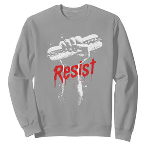 Resist with Sandwich Power Sweatshirt Funny Food Rebellion Political Satire TS02 Sport Gray Print Your Wear