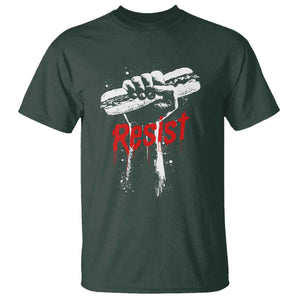 Resist with Sandwich Power T Shirt Funny Food Rebellion Political Satire TS02 Dark Forest Green Print Your Wear
