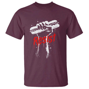 Resist with Sandwich Power T Shirt Funny Food Rebellion Political Satire TS02 Maroon Print Your Wear