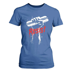 Resist with Sandwich Power T Shirt For Women Funny Food Rebellion Political Satire TS02 Royal Blue Print Your Wear