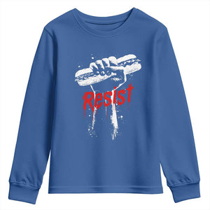 Resist with Sandwich Power Youth Sweatshirt Funny Food Rebellion Political Satire TS02 Royal Blue Print Your Wear