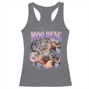 Baby Hippo Moo Deng Racerback Tank Top Funny Moo-deng Baby Pygmy Hippopotamus TS02 Charcoal Print Your Wear