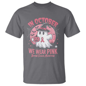 Halloween Breast Cancer Awareness T Shirt In October We Wear Pink Cute Boo Sheet TS02 Charcoal Print Your Wear