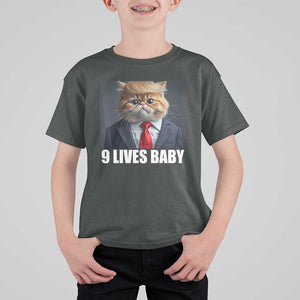 Funny Cat Trump 2024 T Shirt For Kid 9 Lives Baby TS02 Dark Heather Print Your Wear
