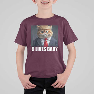 Funny Cat Trump 2024 T Shirt For Kid 9 Lives Baby TS02 Maroon Print Your Wear