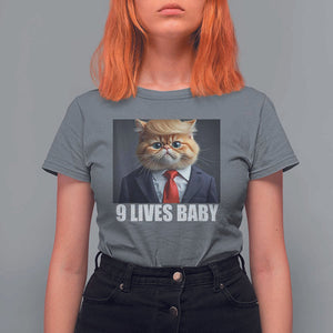 Funny Cat Trump 2024 T Shirt For Women 9 Lives Baby TS02 Charcoal Print Your Wear