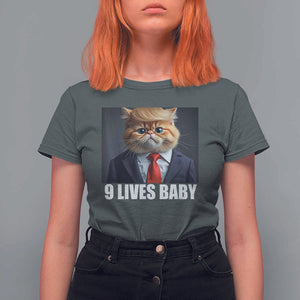 Funny Cat Trump 2024 T Shirt For Women 9 Lives Baby TS02 Dark Heather Print Your Wear