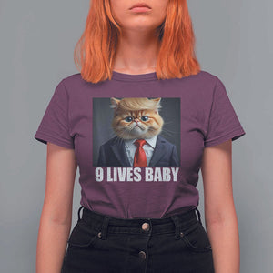 Funny Cat Trump 2024 T Shirt For Women 9 Lives Baby TS02 Maroon Print Your Wear