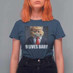 Funny Cat Trump 2024 T Shirt For Women 9 Lives Baby TS02 Navy Print Your Wear