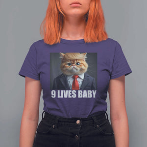 Funny Cat Trump 2024 T Shirt For Women 9 Lives Baby TS02 Purple Print Your Wear