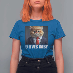 Funny Cat Trump 2024 T Shirt For Women 9 Lives Baby TS02 Royal Blue Print Your Wear