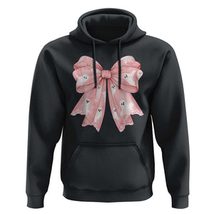 Pink Ghost Bow Coquette Hoodie Cute Girlly Boo Sheet Halloween Spooky Season TS02 Black Print Your Wear
