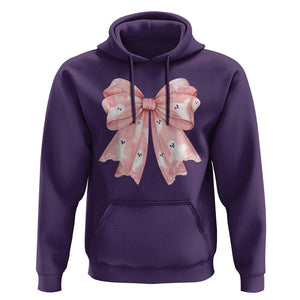 Pink Ghost Bow Coquette Hoodie Cute Girlly Boo Sheet Halloween Spooky Season TS02 Purple Print Your Wear