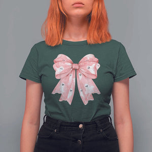 Pink Ghost Bow Coquette T Shirt For Women Cute Girlly Boo Sheet Halloween Spooky Season TS02 Dark Forest Green Print Your Wear