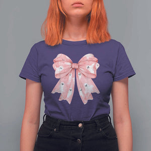 Pink Ghost Bow Coquette T Shirt For Women Cute Girlly Boo Sheet Halloween Spooky Season TS02 Purple Print Your Wear