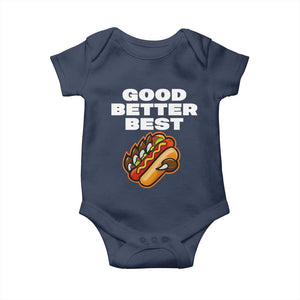Good Better Best Chicago Football Inspirational Baby Onesie Funny Hot Dog and Claw Graphic TS02 Navy Print Your Wear