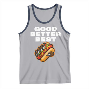 Good Better Best Chicago Football Inspirational Tank Top Funny Hot Dog and Claw Graphic TS02 Athletic Heather Navy Print Your Wear