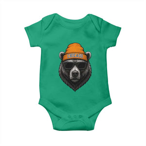 Cool Bear Chicago Graphic Baby Onesie Retro Vibe City Pride Beanie and Sunglasses TS02 Irish Green Print Your Wear
