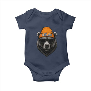 Cool Bear Chicago Graphic Baby Onesie Retro Vibe City Pride Beanie and Sunglasses TS02 Navy Print Your Wear