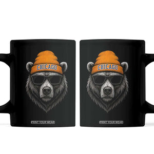 Cool Bear Chicago Graphic Coffee Mug Retro Vibe City Pride Beanie and Sunglasses TS02 Black Print Your Wear