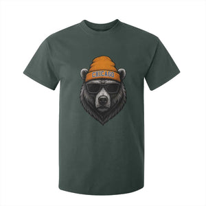 Cool Bear Chicago Graphic T Shirt For Kid Retro Vibe City Pride Beanie and Sunglasses TS02 Dark Forest Green Print Your Wear