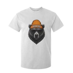 Cool Bear Chicago Graphic T Shirt For Kid Retro Vibe City Pride Beanie and Sunglasses TS02 White Print Your Wear
