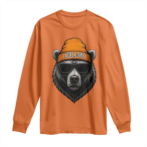 Cool Bear Chicago Graphic Long Sleeve Shirt Retro Vibe City Pride Beanie and Sunglasses TS02 Orange Print Your Wear