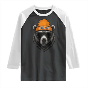Cool Bear Chicago Graphic Raglan Shirt Retro Vibe City Pride Beanie and Sunglasses TS02 Black White Print Your Wear