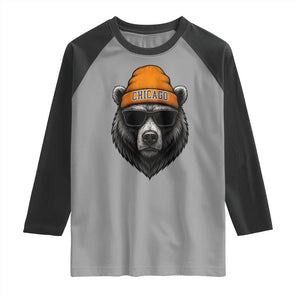 Cool Bear Chicago Graphic Raglan Shirt Retro Vibe City Pride Beanie and Sunglasses TS02 Sport Gray Black Print Your Wear