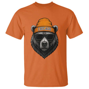 Cool Bear Chicago Graphic T Shirt Retro Vibe City Pride Beanie and Sunglasses TS02 Orange Print Your Wear