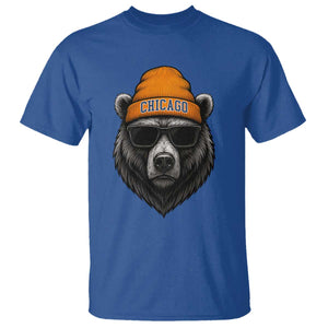 Cool Bear Chicago Graphic T Shirt Retro Vibe City Pride Beanie and Sunglasses TS02 Royal Blue Print Your Wear