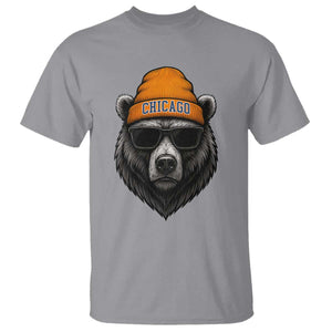 Cool Bear Chicago Graphic T Shirt Retro Vibe City Pride Beanie and Sunglasses TS02 Sport Gray Print Your Wear