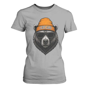 Cool Bear Chicago Graphic T Shirt For Women Retro Vibe City Pride Beanie and Sunglasses TS02 Sport Gray Print Your Wear
