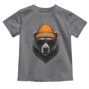Cool Bear Chicago Graphic Toddler T Shirt Retro Vibe City Pride Beanie and Sunglasses TS02 Charcoal Print Your Wear