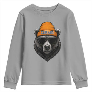 Cool Bear Chicago Graphic Youth Sweatshirt Retro Vibe City Pride Beanie and Sunglasses TS02 Sport Gray Print Your Wear