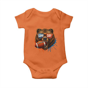 Cool Game Day Bear Graphic Baby Onesie Bold Football Fan Dripping Paint TS02 Orange Print Your Wear