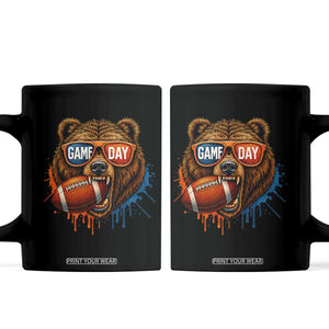 Cool Game Day Bear Graphic Coffee Mug Bold Football Fan Dripping Paint TS02 Black Print Your Wear