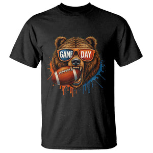 Cool Game Day Bear Graphic T Shirt Bold Football Fan Dripping Paint TS02 Black Print Your Wear