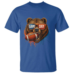 Cool Game Day Bear Graphic T Shirt Bold Football Fan Dripping Paint TS02 Royal Blue Print Your Wear