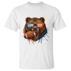 Cool Game Day Bear Graphic T Shirt Bold Football Fan Dripping Paint TS02 White Print Your Wear