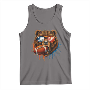 Cool Game Day Bear Graphic Tank Top Bold Football Fan Dripping Paint TS02 Deep Heather Print Your Wear