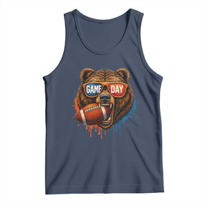 Cool Game Day Bear Graphic Tank Top Bold Football Fan Dripping Paint TS02 Navy Print Your Wear