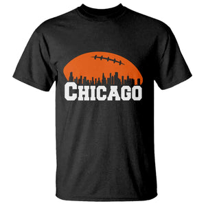 Chicago Skyline Football Graphic T Shirt Bold Windy City Fan Art for Game Days TS02 Black Print Your Wear