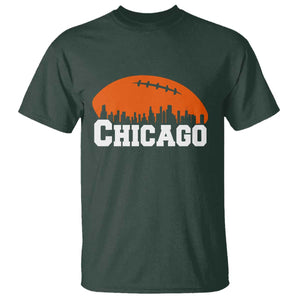 Chicago Skyline Football Graphic T Shirt Bold Windy City Fan Art for Game Days TS02 Dark Forest Green Print Your Wear